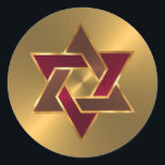 Bar Mitzvah Gold Red Brown Star of David Classic Round Sticker<br><div class="desc">Bar Mitzvah and Bat Mitzvah invitation sets designed by Umua. Printed and shipped by Zazzle or its partners.</div>