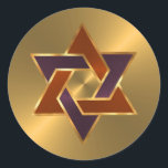 Bar Mitzvah Gold Rust Purple Star of David Classic Round Sticker<br><div class="desc">Bar Mitzvah and Bat Mitzvah invitation sets designed by Umua. Printed and shipped by Zazzle or its partners.</div>
