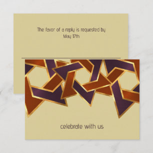 Bar Mitzvah Gold Rust Purple Star of David Invitation