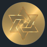 Bar Mitzvah Gold Star of David on Gold Classic Round Sticker<br><div class="desc">Bar Mitzvah Gold Star of David on Gold  Bar Mitzvah and Bat Mitzvah invitation sets designed by Umua. Printed and shipped by Zazzle or its partners.</div>