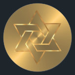Bar Mitzvah Gold Star of David on Gold Classic Round Sticker<br><div class="desc">Bar Mitzvah Gold Star of David on Gold  Bar Mitzvah and Bat Mitzvah invitation sets designed by Umua. Printed and shipped by Zazzle or its partners.</div>