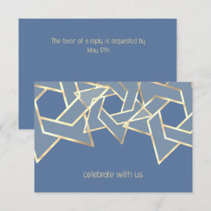 Bar Mitzvah Gold Star of David RSVP Invitation