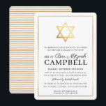 BAR MITZVAH gold star tradtional modern black Invitation<br><div class="desc">by kat massard >>> https://linktr.ee/simplysweetpaperie <<< A modern, simply classy invitation design for your child's BAR, Bat or B'NAI MITZVAH TIP :: 1. To change/move graphics & fonts and add more text - hit the "customise it" button. - - - - - - - - - - - - -...</div>