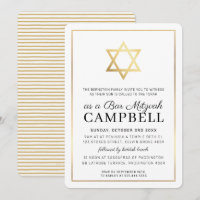 BAR MITZVAH gold star tradtional modern black
