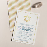 BAR MITZVAH gold star tradtional modern dark blue Invitation<br><div class="desc">by kat massard >>> https://linktr.ee/simplysweetpaperie <<< A modern, simply classy invitation design for your child's BAR, Bat or B'NAI MITZVAH TIP :: 1. To change/move graphics & fonts and add more text - hit the "customise it" button. - - - - - - - - - - - - -...</div>