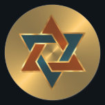 Bar Mitzvah Gold Teal Blue Rust Star of David Classic Round Sticker<br><div class="desc">Bar Mitzvah and Bat Mitzvah invitation sets designed by Umua. Printed and shipped by Zazzle or its partners.</div>