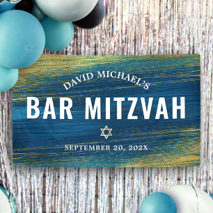Bar Mitzvah Gold Turquoise Bold Modern Typography Banner