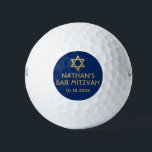 Bar Mitzvah Golf Ball Favours Blue Gold<br><div class="desc">Golf Ball Bar Mitzvah Save the Dates and Favours in modern and minimalist navy blue and gold personalised with your name and party date and a Star of David at the top. Background and font colours can be changed to match your event colour theme,  just click "customise further".</div>