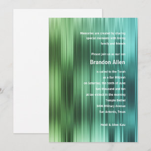 Bar Mitzvah Green Blue Stripes Invitation