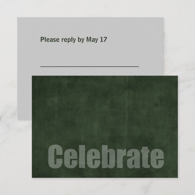Bar Mitzvah Grunge Green RSVP Card (Front/Back)