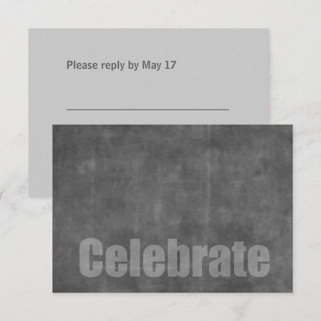 Bar Mitzvah Grunge Grey RSVP Card (Front/Back)