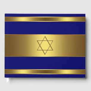 Bar Mitzvah Guest Book Royal Blue and Gold
