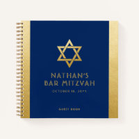 Bar Mitzvah Guest Signature Book Blue and Gold