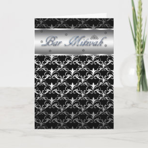 Bar Mitzvah In Blended Black And Silver Effect Card