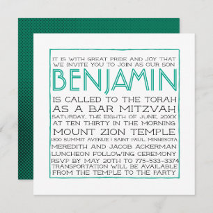 Bar Mitzvah Invitation - 2018 Pantone Arcadia
