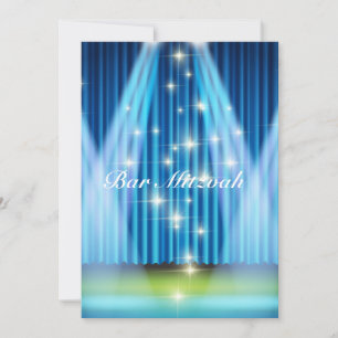 Bar Mitzvah Invitation, Blue Lighted Stage Invitation