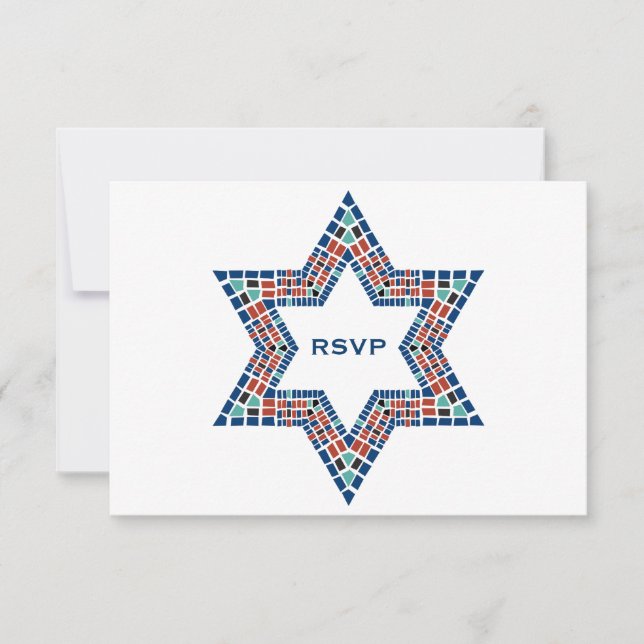 Bar Mitzvah Invitation Emanuel Star David Mosaic (Front)