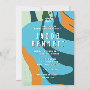 Bar Mitzvah Invitation Modern Abstract