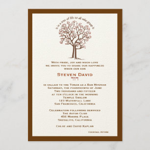 Bar Mitzvah Invitation Steven Tree of Life Brown