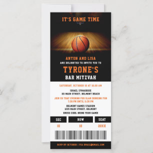 Bar Mitzvah Invitations   Basketball Ticket