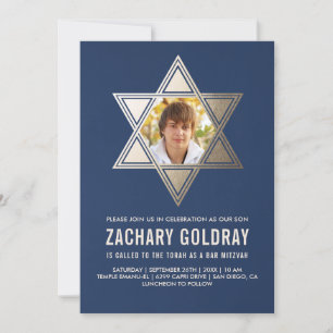 Bar Mitzvah Invitations   Faux Gold Foil Star