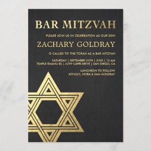 Bar Mitzvah Invitations   Faux Gold Foil Star