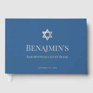 Bar Mitzvah Jewish Boy Star of David Classic Blue Guest Book