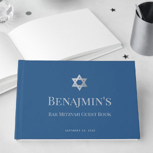 Bar Mitzvah Jewish Boy Star of David Classic Blue Guest Book