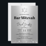 Bar Mitzvah Jewish Star of David Modern Silver Invitation<br><div class="desc">Bar Mitzvah Star of David Modern Silver Jewish Invitations.</div>