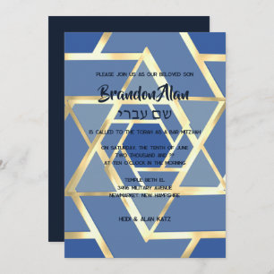 Bar Mitzvah Layered Stars of David Any Colours Invitation