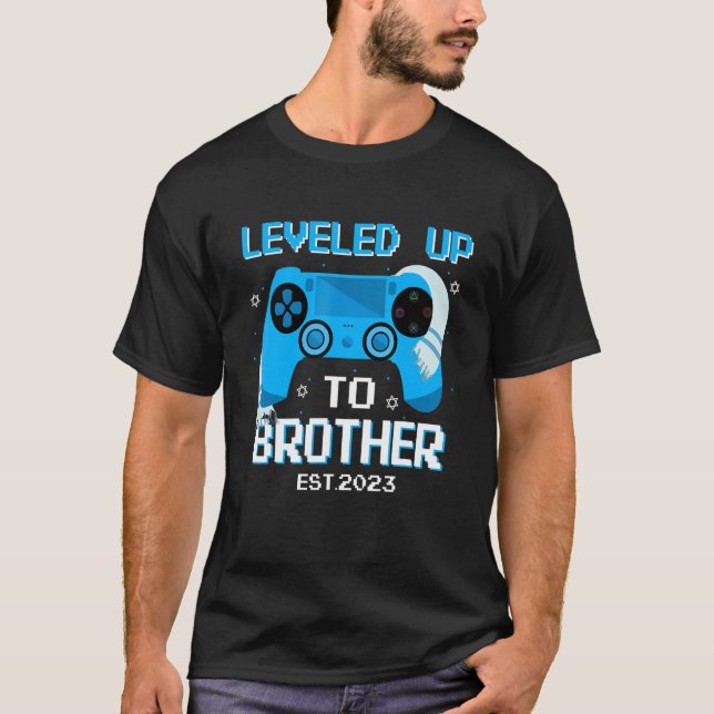Bar Mitzvah Levelled Up To Brother Est 2023 Gamer  T-Shirt (Front)