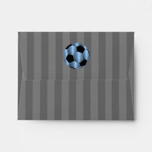 Bar Mitzvah Light Blue and Black Soccer Ball Envelope