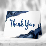 Bar Mitzvah Minimal Navy Blue Agate Script Blank Thank You Card<br><div class="desc">Make sure your favourite Bar Mitzvah shows his appreciation to all who supported his milestone event! Send out this cool, minimal, modern, personalised thank you card. Navy blue script typography and Star of David overlay a simple, white background with steel blue agate rocks accented with faux silver veins. Additional steel...</div>
