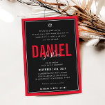 BAR MITZVAH modern athletic boy bold red black Invitation<br><div class="desc">by kat massard >>> kat@simplysweetPAPERIE.com <<< CONTACT ME for custom wording or to add any lines in Hebrew Love the design, but would like to see some changes - another colour scheme, product, add a photo or adapted for a different occasion - no worries simply contact me - I am...</div>