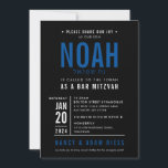 BAR MITZVAH modern bold block royal blue black Invitation<br><div class="desc">by kat massard >>> WWW.SIMPLYSWEETPAPERIE.COM <<< - - - - - - - - - - - - CONTACT ME to help with balancing your type perfectly Love the design, but would like to see some changes - another colour scheme, product, add a photo or adapted for a different occasion...</div>