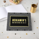 BAR MITZVAH modern bold geometric pattern black Guest Book<br><div class="desc">by kat massard >>> https://linktr.ee/simplysweetpaperie <<<</div>