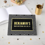 BAR MITZVAH modern bold geometric pattern black Guest Book<br><div class="desc">by kat massard >>> https://linktr.ee/simplysweetpaperie <<<</div>