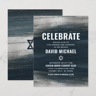 Bar Mitzvah Modern Bold Silver Foil Charcoal Grey Enclosure Card