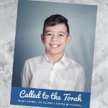 Bar Mitzvah Modern Custom Photo Invitation Postcard<br><div class="desc">"Called to the Torah" written in playful cursive script with sans serif typography on a simple colour background. Add a custom photo. 

Available here:
http://www.zazzle.com/store/selectpartysupplies</div>