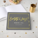 BAR MITZVAH modern faux gold name calligraphy GREY Guest Book<br><div class="desc">by kat massard >>> WWW.SIMPLYSWEETPAPERIE.COM <<<
CUSTOM ORDER for Emily
... more matching items in store</div>