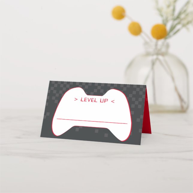 BAR MITZVAH modern gamer control cool red black Place Card (Front)