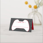 BAR MITZVAH modern gamer control cool red black Place Card<br><div class="desc">by kat massard >>> kat@simplysweetPAPERIE.com <<< An on trend, cute design for your Event Reception PLACE CARDS, with hand write guests names and add table number TIP :: 1. To change/move graphics & fonts and add more text - hit the "customise it" button - - - - - - -...</div>