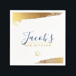 BAR MITZVAH modern luxe gilded gold navy blue Napkin<br><div class="desc">by kat massard >>> WWW.SIMPLYSWEETPAPERIE.COM <<<</div>
