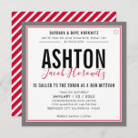 BAR MITZVAH modern masculine red black sport Invit Invitation<br><div class="desc">by kat massard >>> kat@simplysweetPAPERIE.com <<< CONTACT ME for custom wording or to add any lines in Hebrew Love the design, but would like to see some changes - another colour scheme, product, add a photo or adapted for a different occasion - no worries simply contact me - I am...</div>