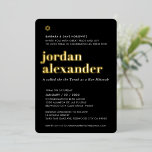 BAR MITZVAH modern minimal trendy black gold<br><div class="desc">by kat massard
Modern invitation with "shiny gold foil" for your child's MITZVAH celebration.
Easy to update the template yourself
Email me for matching items and alternate colour schemes - kat@simplysweetpaperie.com</div>