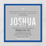 BAR MITZVAH modern name grey royal blue Invitation<br><div class="desc">by kat massard >>> kat@simplysweetPAPERIE.com <<< CONTACT ME for custom wording or to add any lines in Hebrew Love the design, but would like to see some changes - another colour scheme, product, add a photo or adapted for a different occasion - no worries simply contact me - I am...</div>