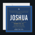 BAR MITZVAH modern name navy blue gold Invitation<br><div class="desc">by kat massard >>> kat@simplysweetPAPERIE.com <<< CONTACT ME for custom wording or to add any lines in Hebrew Love the design, but would like to see some changes - another colour scheme, product, add a photo or adapted for a different occasion - no worries simply contact me - I am...</div>