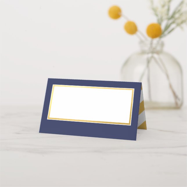 BAR MITZVAH modern navy faux gold blank Place Card (Front)