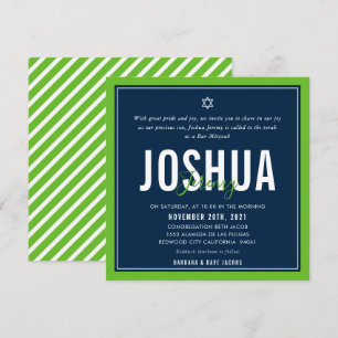 BAR MITZVAH modern nfl seattle football green navy Invitation
