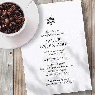 Bar Mitzvah Modern Simple Elegant Minimalist Invitation